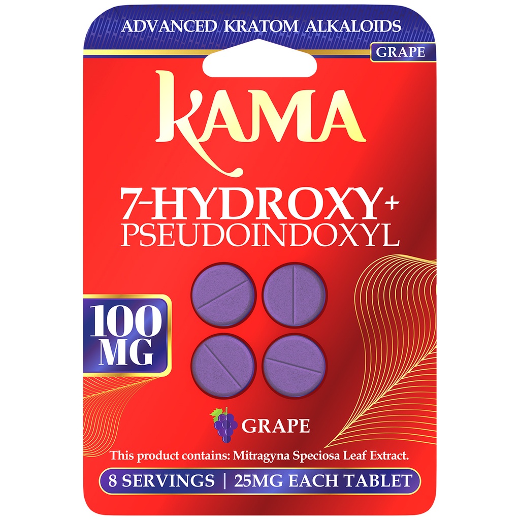 KAMA 25MG 7-HYDROXY + PSEUDOINDOXYL KRATOM BLISTER CAPSULES 4CT
