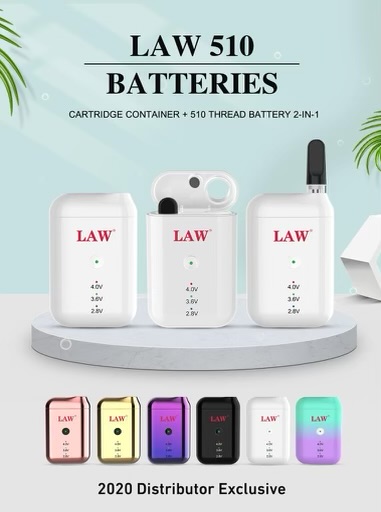 LAW CANNPOD 2-IN-1 CARTRIDGE CONTAINER + 510 THREAD BATTERY ASSORTED COLORS