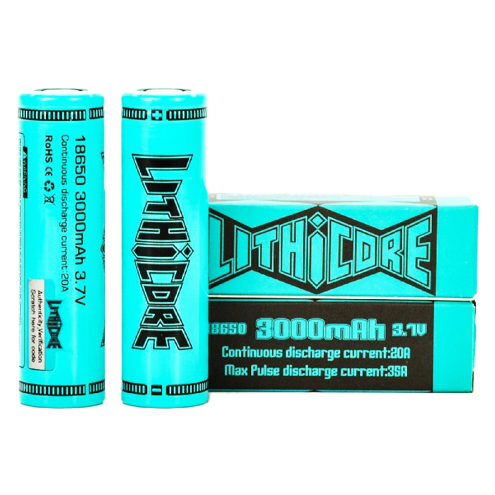 LITHICORE 18650 3000MAH BATTERY BOX OF 12