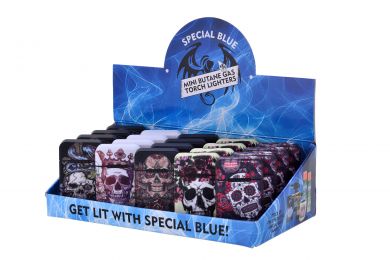 SPECIAL BLUE SKULL AND ROSES LIGHTER LT114 20PC