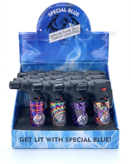 SPECIAL BLUE THE 70'S BERNIE BUTANE TORCH LIGHTERS LT119 12PC/1CT [1CT/12BX]