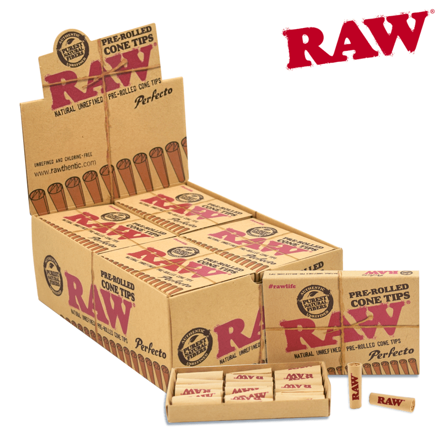 RAW PREROLLED PERFECTO CONICAL TIPS 21CT BOX OF 20