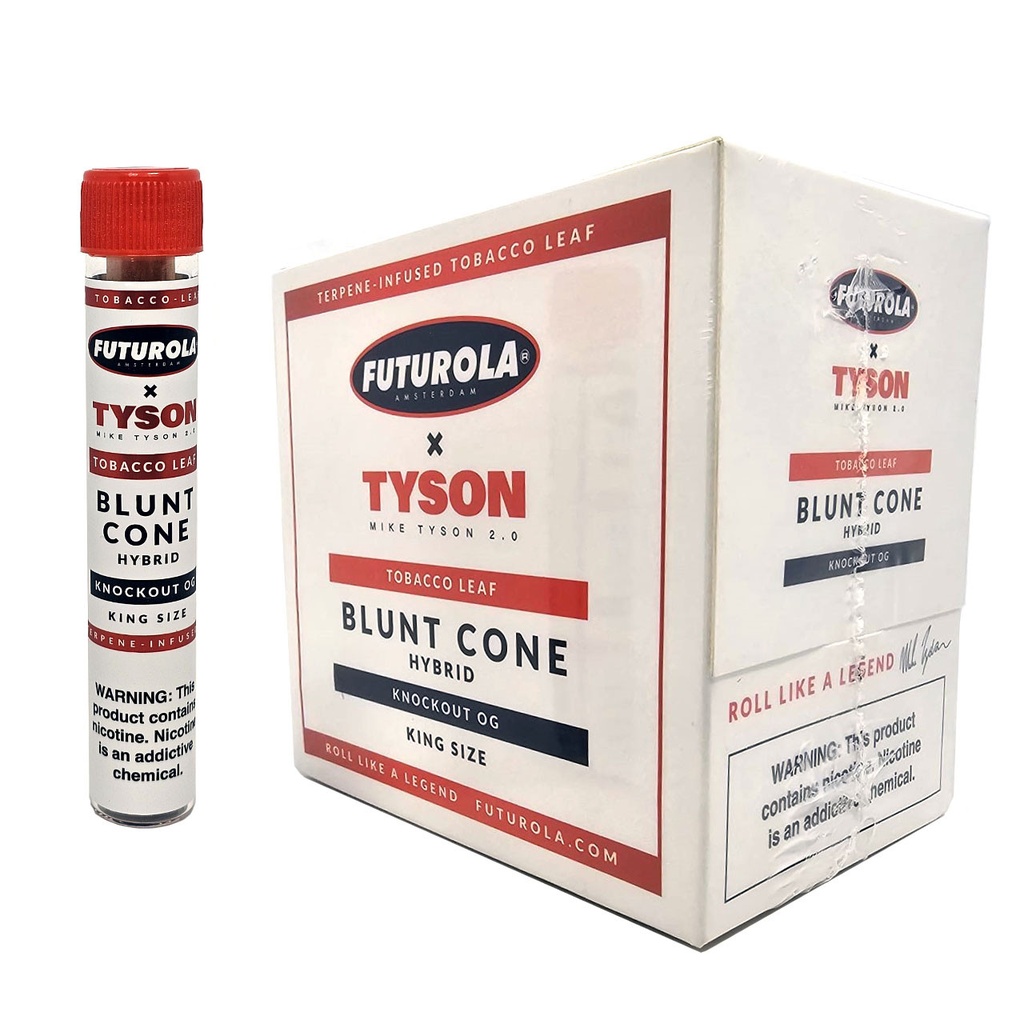 TYSON 2.0 X FUTUROLA KNOCKOUT OG (TOBACCO LEAF) HYBIRD BLUNT CONE BOX OF 12 (MSRP $5.00ea)