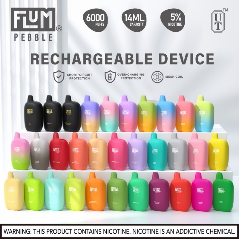 FLUM PEBBLE 5% DISPOSABLE 6000 PUFFS BOX OF 10