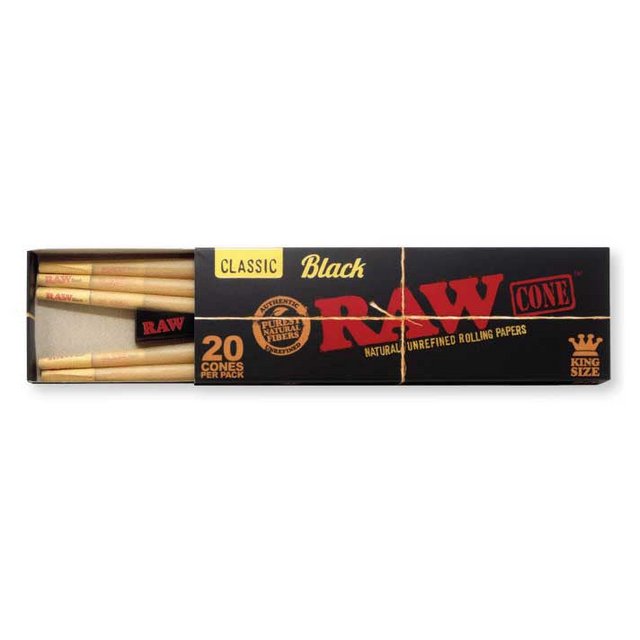 RAW BLACK ORGANIC PRE-ROLL CONES 20CT PER PACK