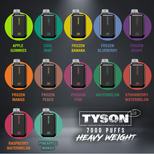 TYSON 2.0 HEAVY WEIGHT 5% DISPOSABLE 7000 PUFFS BOX OF 10