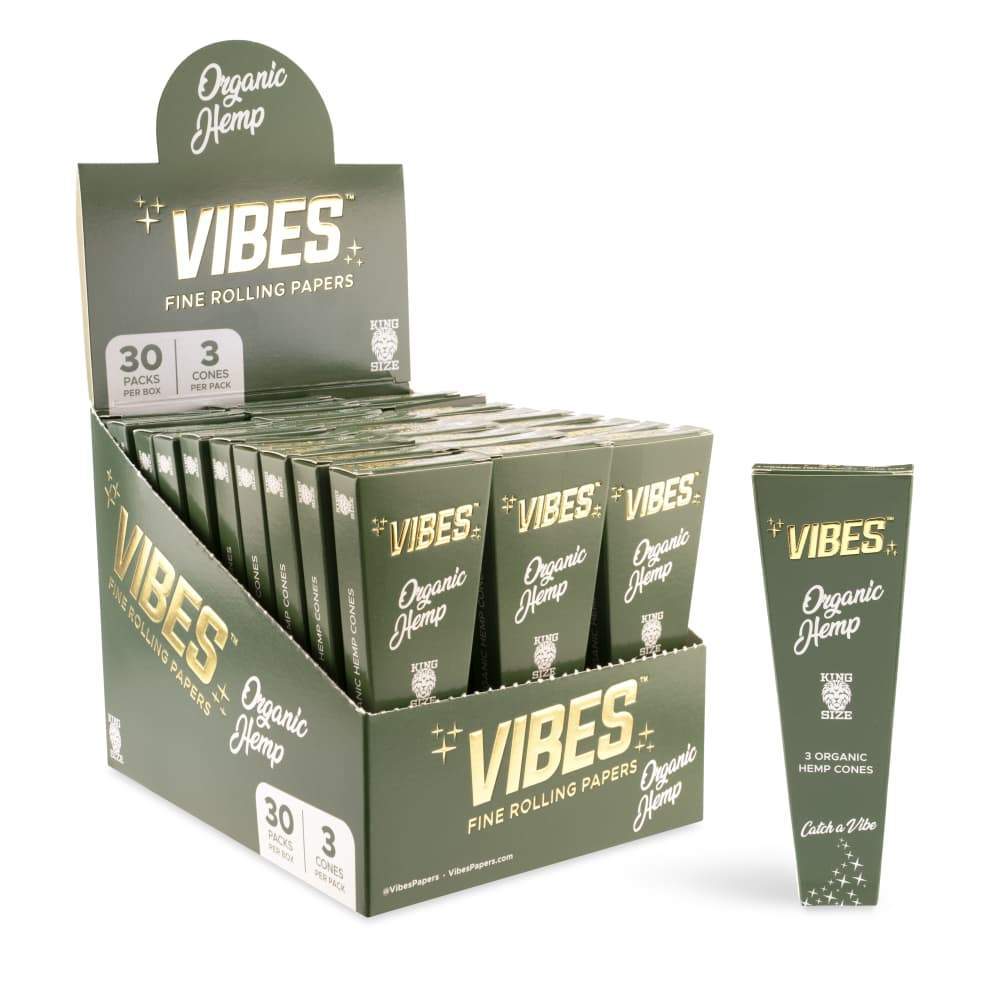 VIBES HEMP KING SIZE CONES 3CT BOX OF 30 [1CT/00BX]