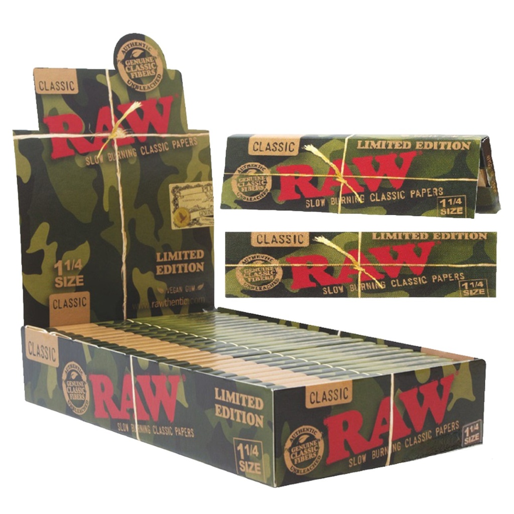 RAW 1 1/4 CLASSIC CAMO ROLLING PAPERS 50CT BOX OF 24 **LIMITED EDITION**