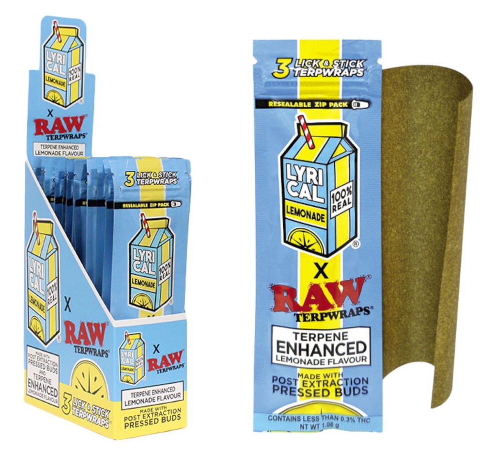 RAW ORGANIC X LYRICAL LEMONADE TERPWRAPS 3CT BOX OF 20