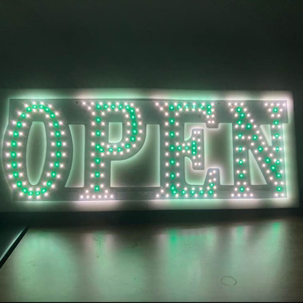 BUSINESS IMAGE SIGN *OPEN* WHITE & GREEN 10X30X1.2'' EP-OPEN300S5MIX-G3S