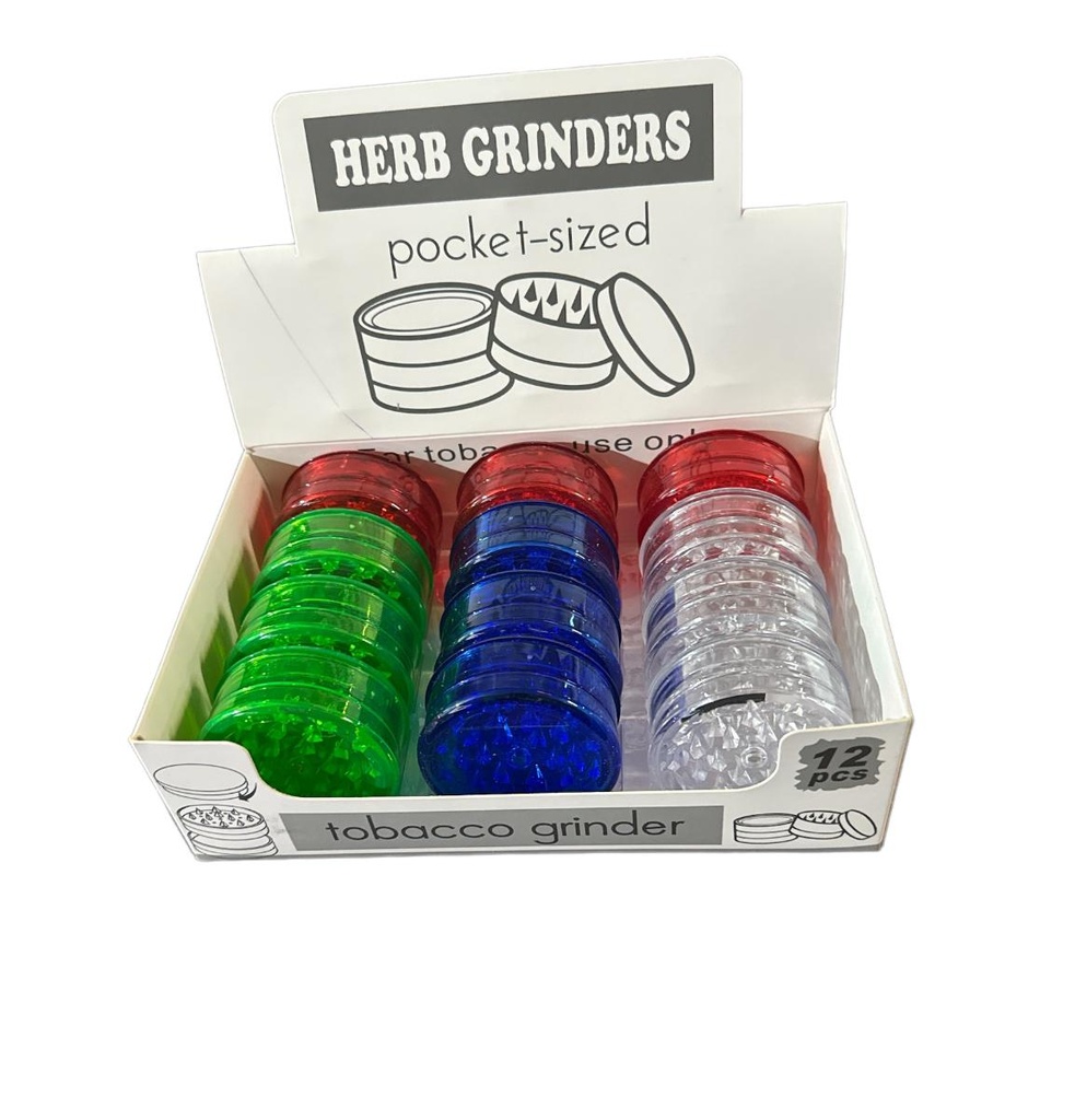 D&K PLASTIC HERB GRINDER BOX OF 12