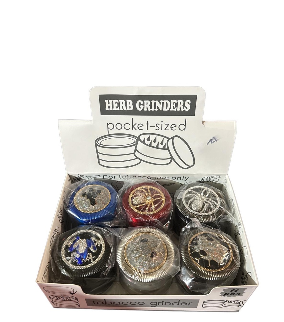 D& K TOBACCO GRINDER 4PART ASSORTED COLLORS BOX OF 6