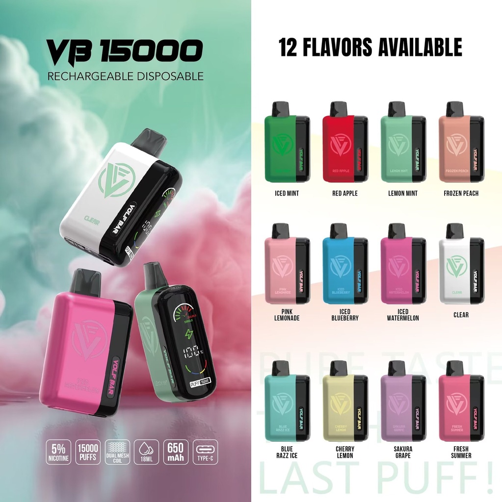 VOLF BAR 5% 15000 PUFFS BOX OF 5