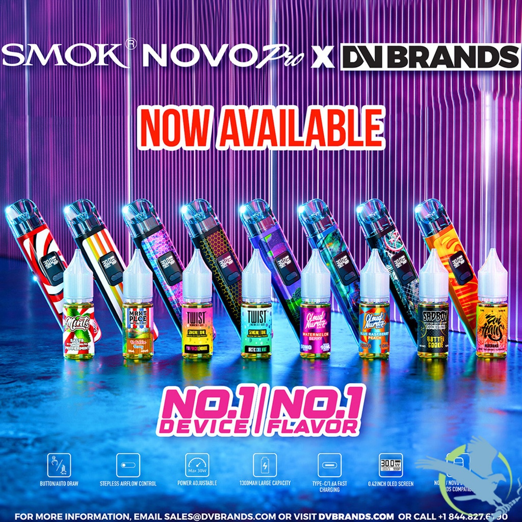 NOVO PRO KIT 1300MAH POD SYSTEM STARTER KIT & SALT NICOTINE E-LIQUID BOTTLE