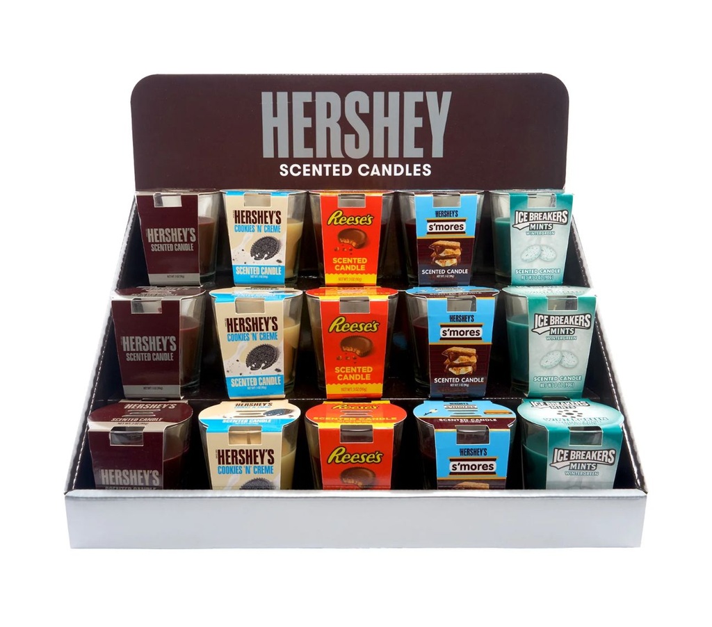 HERSHEYS CANDLE DISPLAY 3OZ 15CT