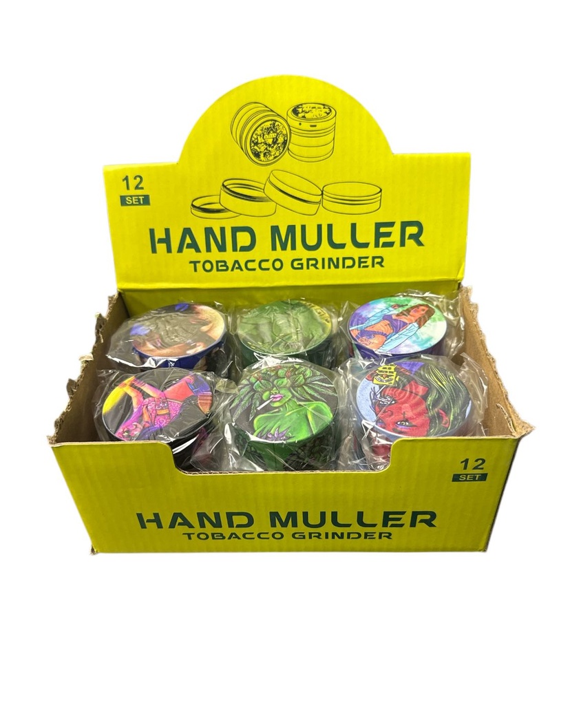 HAND MULLEER TOBACCO GRINDER BOX OF 12 MIX