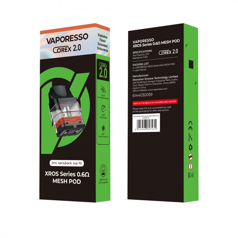 VAPORESSO COREX 2.0 XROS SERIES PODS TOP FILL 2ML 4CT