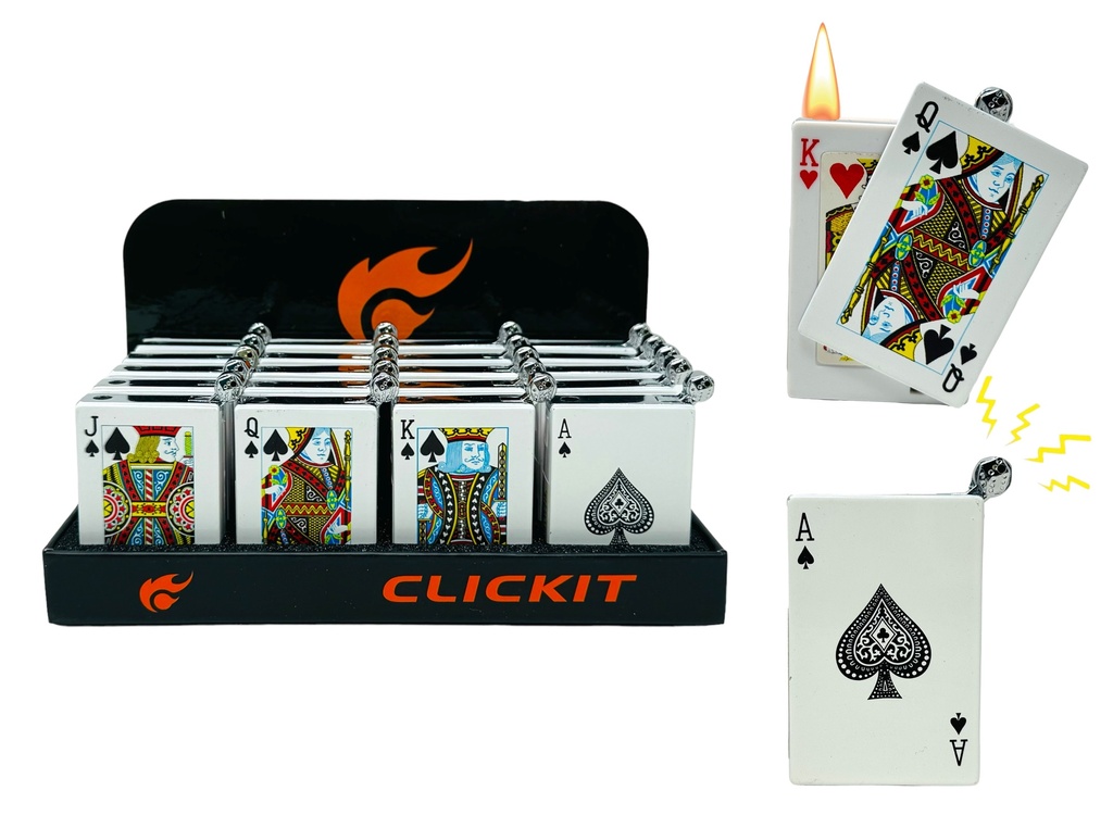 CLICKIT SHOCK PLAYING CARDS LIGHTER SH-172 BOX OF 20