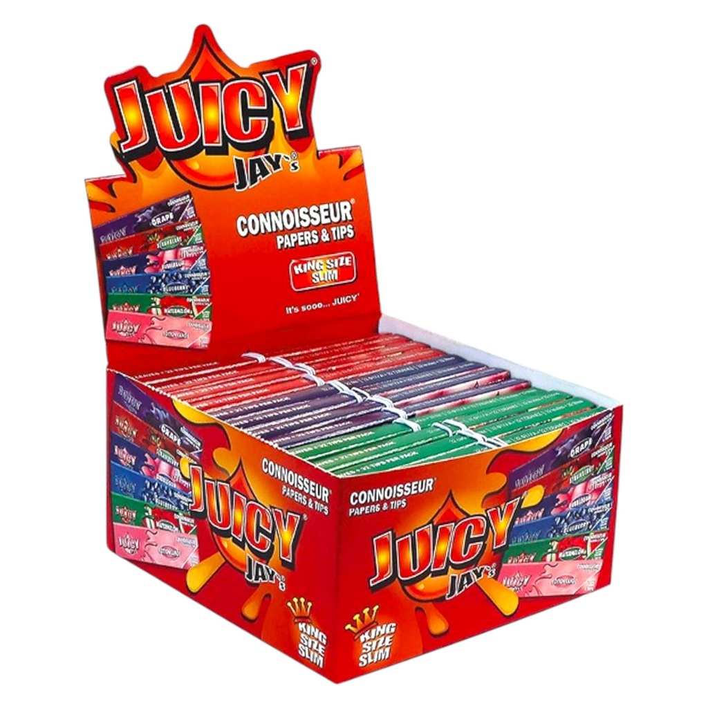 JUICY JAY'S KING SIZE SLIM CONNOISSEUR PAPERS + TIPS 32CT BOX OF 24