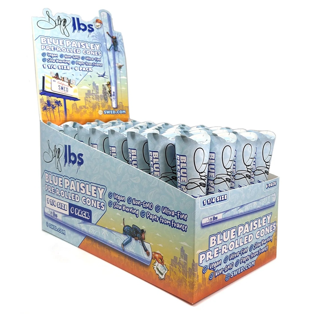 DOGG LBS- BLUE PAISLEY PRE-ROLLED CONES 1 1/4 (6CT) BOX OF 32