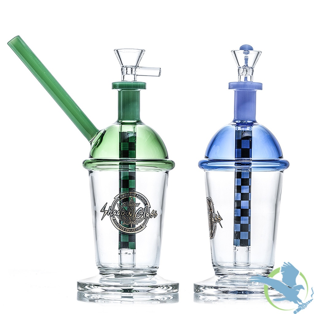 SHADOW GLASS CUP POCKET BUBBLER WITH DOWNSTEM
