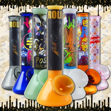 BEAKER WATER PIPE SHAPED GLASS 2IN1 HAND PIPE&HONEY STRAW