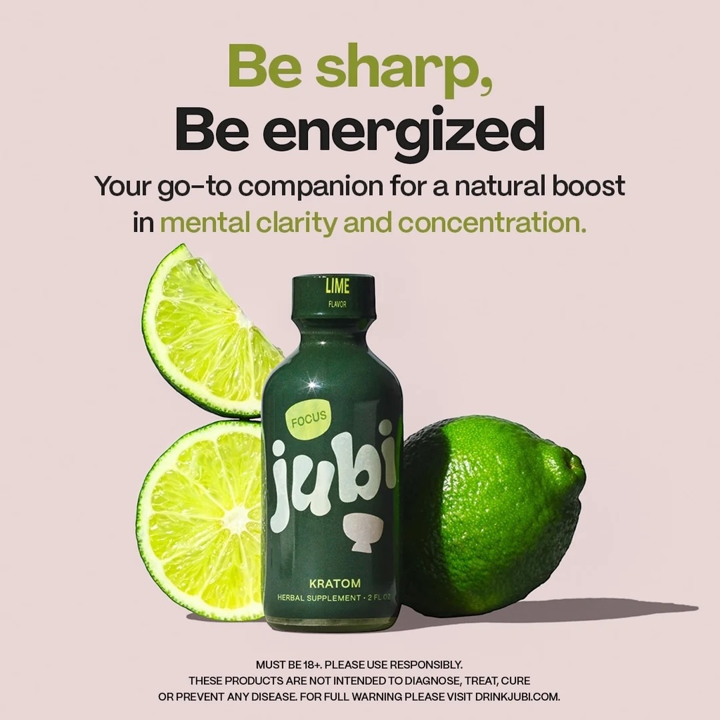 JUBI KRATOM SHOT LIME FOCUS & ENERGY SHOT BOX OF 12