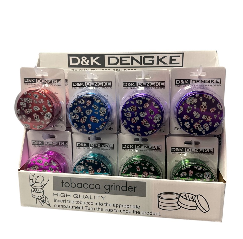 D&K DENGKE HERB GRINDER SKULL-PATTERN DESIGNS BOX OF 24