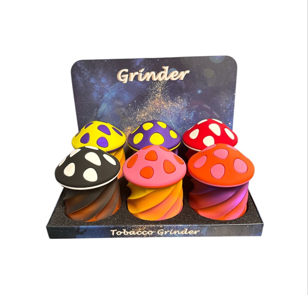 TOBACCO GRINDER MUSHROOM DESING #ZTC-C525 BOX OF 6