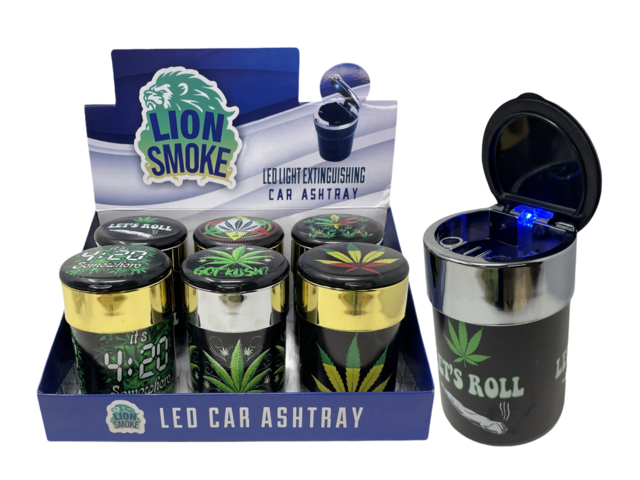 LION SMOKE LED CAR ASHTRAY 6PC/1CT [1CT/00BX]