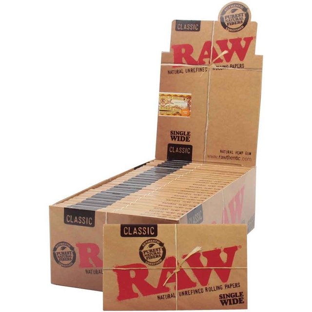 RAW SINGLE WIDE CLASSIC ROLLING PAPER 50CT