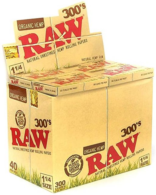 RAW 1 1/4 ORGANIC ROLLING PAPERS 300'S 40PC/1CT