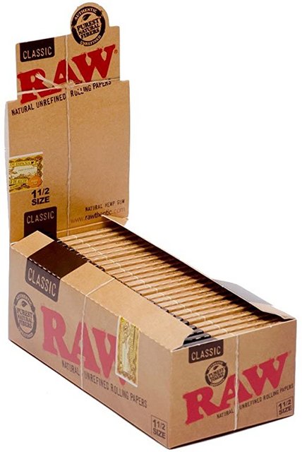 RAW 1 1/2 CLASSIC ROLLING PAPERS BOX OF 24