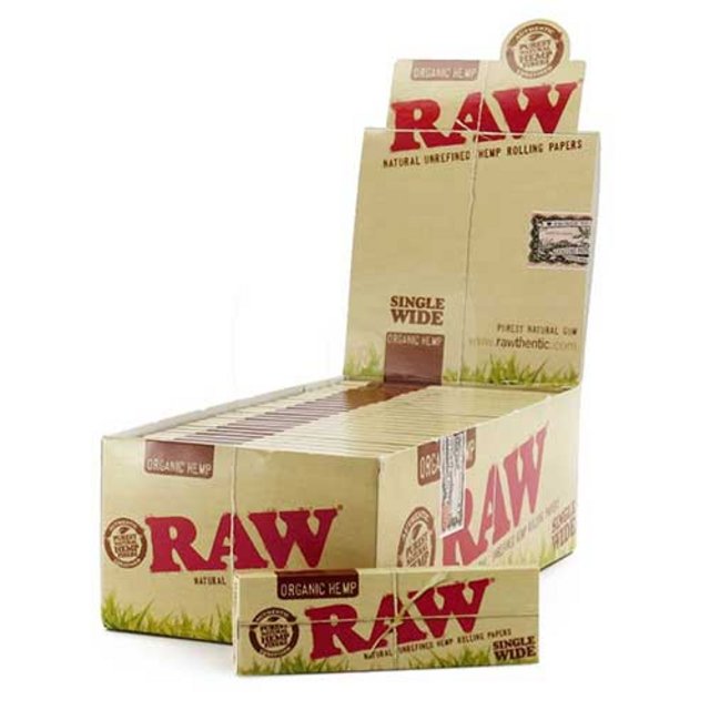 RAW SINGLE WIDE ORGANIC ROLLING PAPER 50 PER BOX [1CT/00BX]