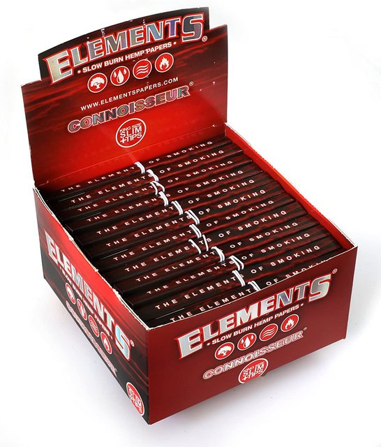 ELEMENTS RED KINGSIZE SLIM ROLLING PAPER+TIPS CONNOISSEUR BOX OF 24 [1CT/00BX]