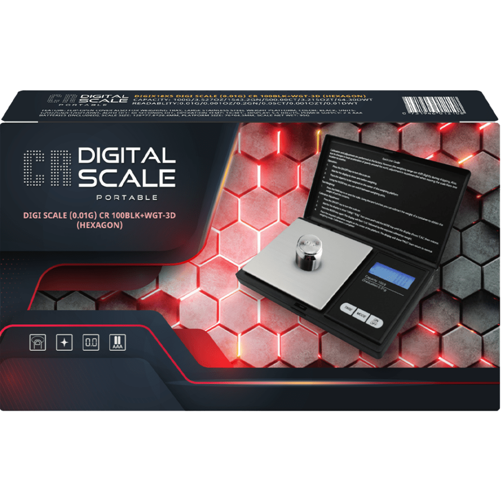 CR100 BLK WGT 3D HEXAGON CR DIGITAL SCALE 0.01G