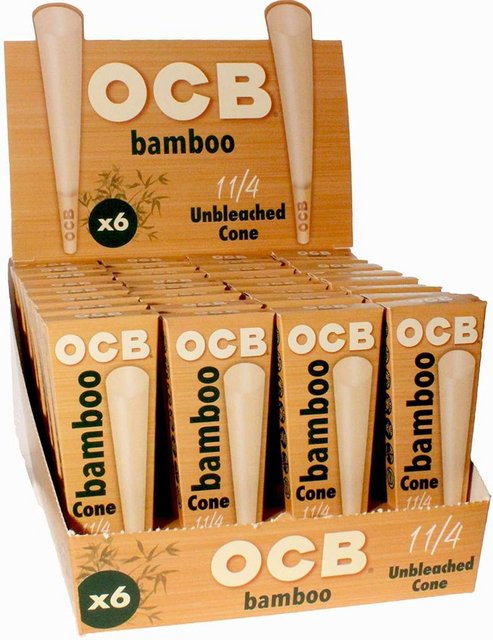 OCB BAMBOO 1/4 UNBLEACHED CONE 6CT BOX OF 32