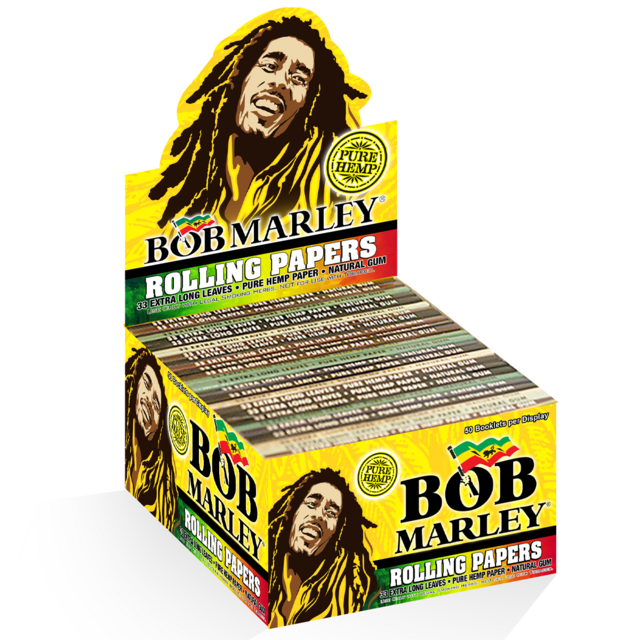 BOB MARLEY EXTRA LONG LEAVES PURE HEMP ROLLING PAPER 33CT BOX OF 50