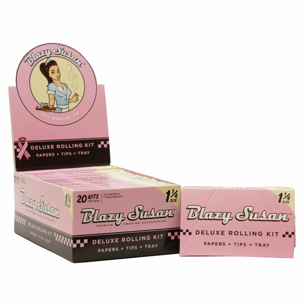 BLAZY SUSAN PINK 1 1/4 DELUXE ROLLING KIT PAPERS BOX OF 20