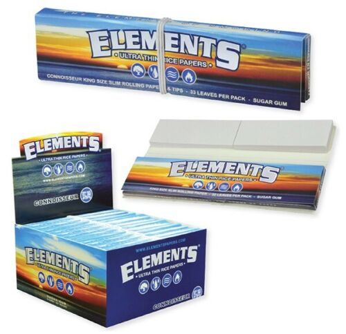 ELEMENTS CONNOISSEUR KINGSIZE SLIM PAPERS+TIPS 32CT BOX OF 24