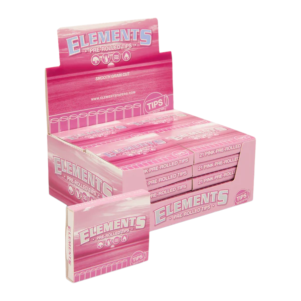 ELEMENTS PINK PRE ROLLED TIPS 21CT BOX OF 25