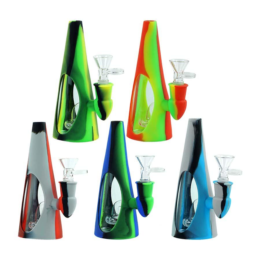 CONE HEAD SILICONE GLASS 6.5″ WATER PIPE