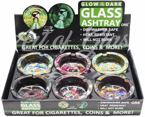 GLASS GLOW ASHTRAY 6CT