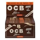 OCB VIRGIN SLIM UNBLEACHED ROLLING PAPERS + TIPS BOX OF 24