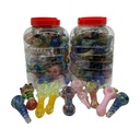 PREMIUM GLASS HAND PIPES IN JAR 10CT ASSORTED DESIGNS AND SIZES pufcit101