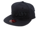 RAW HAT BLACK ON BLACK FLAT BRIM FLEX FIT HAT