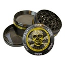 TOBACCO GRINDER 4 PARTS BLACK WITH GOLD DECORATIONS #TG4-63BK-DEC BOX OF 6