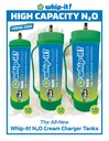 WHIP IT CYLINDER TANK NITROUS OXIDE CREAM CHARGER 2.2L BOX OF 2