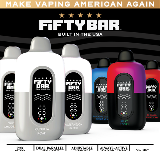 FIFTY BAR V2 20K DISPOSABLE 5% 5CT POWERED BY BEARD VAPE