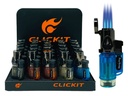 CLICKIT TRANSPARENT TRIPLE TORCH LIGHTER MULTI-COLOR GH-10556 BOX OF 25